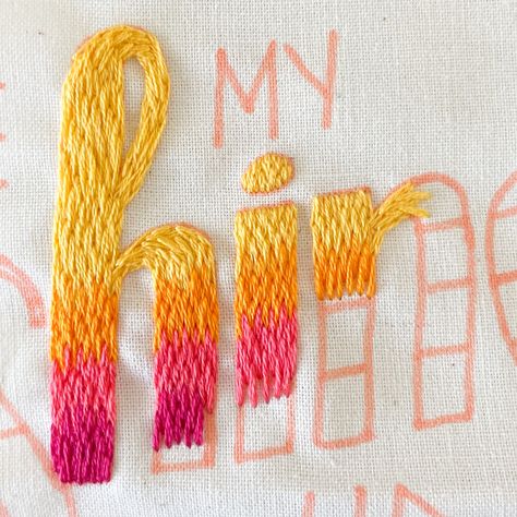 Best Fill Stitches For Embroidery Letters - nelandjocrafts.com Hand Embroidery Letters, Thick Embroidery, Basic Hand Embroidery Stitches, Simple Hand Embroidery Patterns, Basic Embroidery Stitches, Embroidery Letters, Embroidery Works, Needlework Embroidery, Hand Embroidery Art