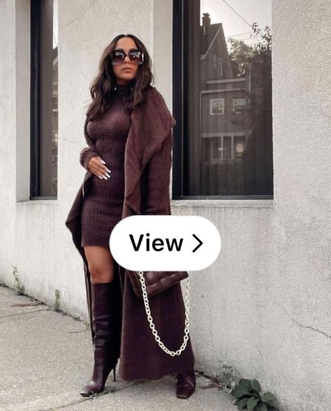 Lemon8 · Fall fashion ✨ · @Amber D Brown Sweater Dress Outfit, Brown Sweater Dress, Winter Boots Outfits, Business Outfits Women, Stylish Work Attire, Fall Time, Brown Outfit, Latest African Fashion Dresses, Closet Fashion