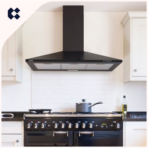 CBCB9201-OW A big 90 cm black wall mount cooker hood, suit for a bigger kitchen. #ciarra #ciarraappliances #onedaywithciarra #appliances #kitchenappliances #cookerhood #rangecooker #openshelving #detailsmakethedesign #kitchendesign #homedesignallday #inspiringinteriors Black Cooker, Black Range, Cooker Hood, Big Kitchen, Range Cooker, Cooker Hoods, Black Walls, Open Shelving, Interior Inspiration