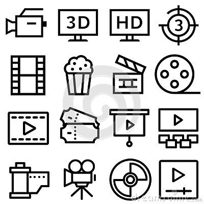 Movie Symbols, Cinema Icon, Language Icon, Theatre Logo, Movie Illustration, Writing Icon, Building Icon, Sign Logo, Illustration Flat