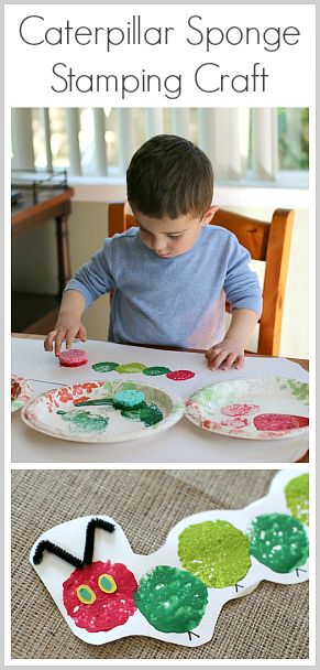 The Very Hungry Caterpillar Craft Using Sponge Painting from Buggy and Buddy Very Hungry Caterpillar Craft, Hungry Caterpillar Craft, Caterpillar Craft, Sponge Painting, Spring Preschool, Painting Activities, Spring Crafts For Kids, The Very Hungry Caterpillar, Toddler Art