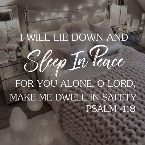 Sleep In Peace, Word For The Day, Psalm 4 8, Psalm 4, Sleep Quotes, Quotes Christian, Soli Deo Gloria, Faith Prayer, Faith Inspiration