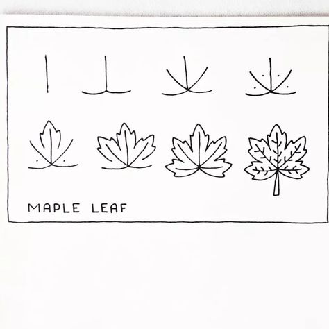 How To Draw An Autumn Leaf, Fall Leaves Simple Drawing, Autumn Leaf Doodle, Simple Foliage Drawing, Autumn Leaves Drawing Simple, How To Draw A Fall Leaf, Fall Drawings Aesthetic Easy, How To Draw Leaves, Autumn Leaf Drawing