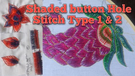 Shaded button Hole Stitch Type 1@2 Shaded Button Hole Stitch Design In Aari, Stripped Button Hole Stitch Image, Shaded Button Hole Stitch Design, Button Hole Stitch Design, Button Hole Stitch, Butterfly Stitches, Aari Designs, Button Hole, Pencil Art Drawings