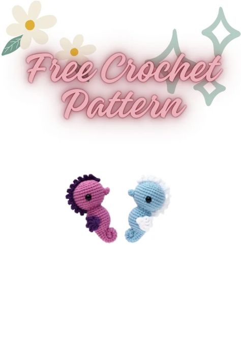 Amigurumi Seahorse Free Crochet Pattern - Amigurumi SDBES Amigurumi Seahorse, Seahorse Crochet, Bird Free, Kiwi Bird, Amigurumi Elephant, Free Amigurumi Patterns, Horse Pattern, Sea Horse, Amigurumi Free