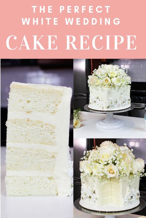 Wedding White Cake Recipe, Best White Wedding Cake Recipe, Vanilla Almond Wedding Cake, Best White Cake Recipe From Scratch, Bakery Cake Recipe From Scratch, White Wedding Cake Buttercream, White Almond Wedding Cake Recipe, Almond Wedding Cake Recipe, White Cake Recipe From Scratch