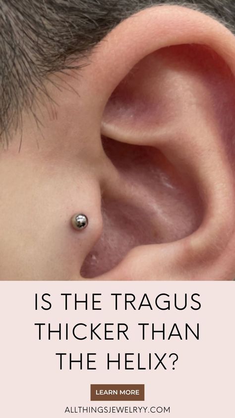 If you’re stuck deciding between a helix or tragus piercing, you’re in luck. We’re settling the tragus vs helix debate once and for all. In this guide, we’re defining each piercing and sharing their differences in pain levels, healing, price, and jewelry options. Eat Cartilage Piercing, Tragus Piercing Pain Chart, Unique Helix Piercing, Tragus Piercing Jewelry Silver, Different Cartilage Piercings, Tiny Tragus Piercing, Triple Helix Piercing Ideas, Ear Piercings Healing Time, Ear Tragus Piercing