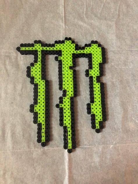 Perler beads by my boyfriend. Small Melty Beads Patterns, Car Perler Beads, Monster Perler Beads, Grunge Perler Bead Patterns, Couple Perler Beads, Matching Perler Beads, Sally Face Perler Beads, Melted Beads, Perler Bead Aesthetic