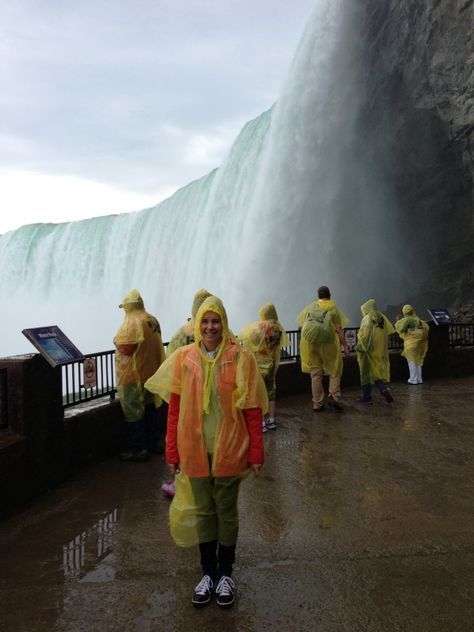 Journey Behind the Falls at Niagara Falls. Note the sleek yellow poncho. Niagara Falls Trip, Niagara Falls Canada, New England Road Trip, Toronto Canada, Tourist Trap, The Windy City, Fall Travel, American Dream, Fall Photos