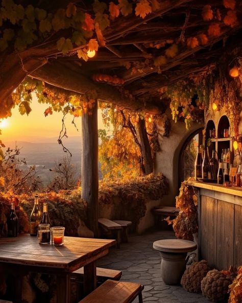 #tavern #pub #autumn #leaves #cosy #view Tavern Core Aesthetic, Medieval Tavern Aesthetic, Tavern Aesthetic Medieval, Fantasy Tavern Aesthetic, Tavern Aesthetic, Cozy Tavern, Fantasy Inn, Fantasy Tavern, Cafe Background