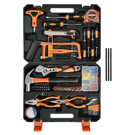 SOLUDE 182-Piece Home Repair Tool Set,Basic Tool Kit for Men Women Homeowner Starter,Household Tool Set for First Apartment,Home Maintenance & DIY Project Toolbox Storage, Basic Tool Kit, Tool Box Diy, Household Gifts, Dorm Diy, Basic Hand Tools, Hand Tool Kit, Tool Box Storage, Socket Wrench