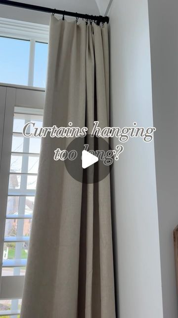 Janny Chmielewski | Home Design + DIY on Instagram: "Like this post and comment “SHOP” for links to everything I used here! Follow along for more helpful home hacks!

This is the second time I’ve hung curtains like this, and it’s the easiest way to customize the length of your curtains! This should work for any curtains you have that are hanging too long. 

Im so impressed by the quality of these curtains from @amazon and would definitely recommend them to anyone looking to add curtains, but not break the bank. Window treatments can be SO expensive… Also, yes, they desperately need a steam 😅 

—

#homeideas #homehacks #guestroominspo" Long Curtain Hacks, Too Long Curtain Hacks, Curtain Hanging Hacks, Curtains Too Long Hack, Hang Curtains, Curtain Length, Home Design Diy, Long Curtains, Cobbler Recipes