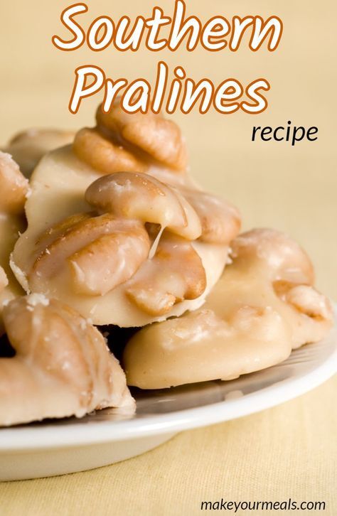 Southern Pecan Pralines Candy recipe - make this easy to make New Orleans candy for any occasion! #praline #candy #pecan #neworleans #frenchquarter #mardigras #fattuesday #dessert #snack #recipe #easy #makeyourmeals Pecan Praline Candy Recipe, Southern Pecan Pralines, Pralines Recipe, Southern Praline, Praline Candy, Praline Recipe, Easy Candy Recipes, Candy Recipe, Pecan Pralines