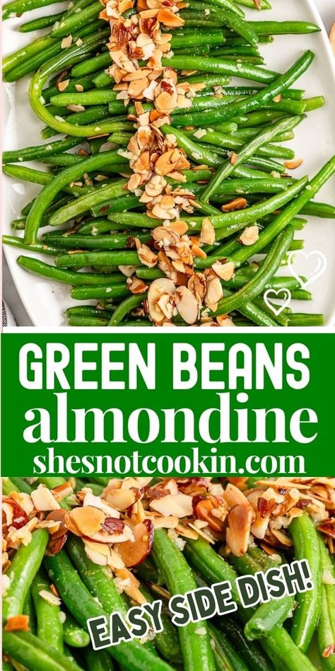 Enjoy this simple yet elegant side dish made with fresh garlic and toasted almonds. A beautiful side dish recipe to enjoy with any meal. Green Beans With Almonds, Green Beans Almondine, Easy Green Beans, Steak Side Dishes, Best Mashed Potatoes, Popular Side Dishes, Thanksgiving Recipes Side Dishes, Green Bean Recipes, Easy Family Dinners