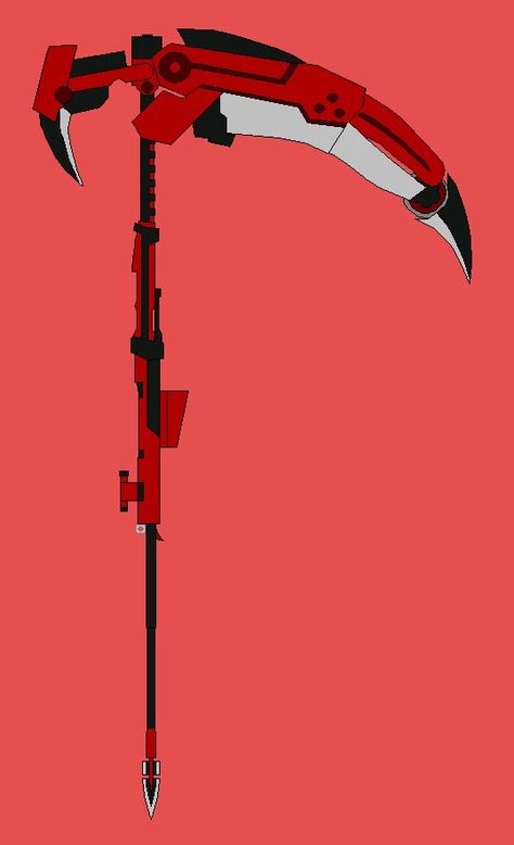 RWBY Ruby Weapon Rwby Crescent Rose, Rwby Tattoos Design, Rwby Tattoos, Red Scythe, Rwby Scythe, Ember Celica, Anime Scythe, Easy Manga Drawings, Ruby Rose Rwby