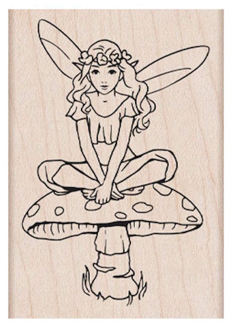 Drawings With Charcoal, Fairy On Mushroom, Forest Crafts, Fairy Drawings, Mushroom Drawing, Mushroom Fairy, Simple Canvas Paintings, Cute Fairy, Easy Drawings Sketches