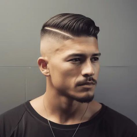 Faded Undercut with Hard Part Hard Part Haircut, Mid Fade Haircut, High Skin Fade, Hairstyle Tips, Gents Hair Style, Undercut Men, Mid Fade, Skin Fade, Mens Haircuts