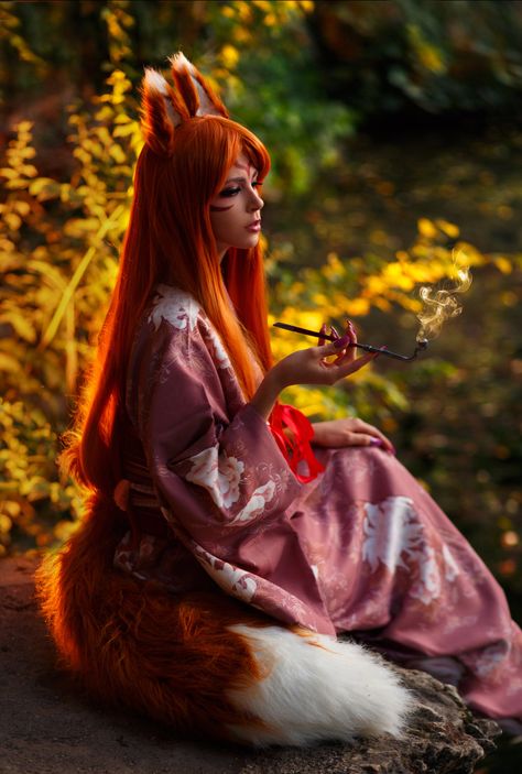 Kitsune Fox Spirit, Japanese Fox, Fox Costume, Kitsune Fox, Japanese Mythology, Fox Spirit, Spice And Wolf, Woman Movie, Fox Girl