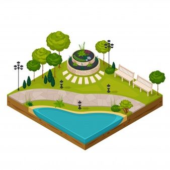 Isometric landscape design elements Vector | Free Download Isometric Landscape, Interior Design Portfolio Layout, Isometric Drawing, Furniture Details Design, Park Landscape, Isometric Design, Isometric Illustration, Mobile Art, Parking Design