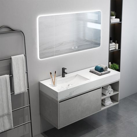 35"/47" Floating Bathroom Vanity with Top Wall Mounted Vanity Cabinet Single Sink Vanity with Drawer Undermount Sink Floating Bathroom Vanities, Bad Inspiration, Floating Bathroom Vanity, Single Sink Vanity, Renovation Design, Floating Vanity, Wall Mounted Vanity, Simple Bathroom, Bathroom Sink Vanity