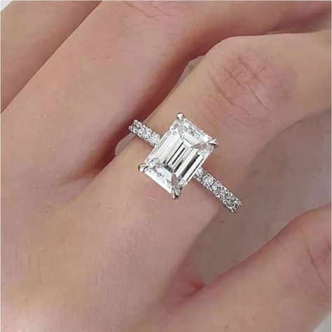 Ring For Women Silver, Diamond Carat Size, Stackable Engagement Ring, Emerald Cut Engagement Ring, Couples Ring, Emerald Cut Engagement, Ring Styles, Cvd Diamond, Emerald Engagement Ring Cut