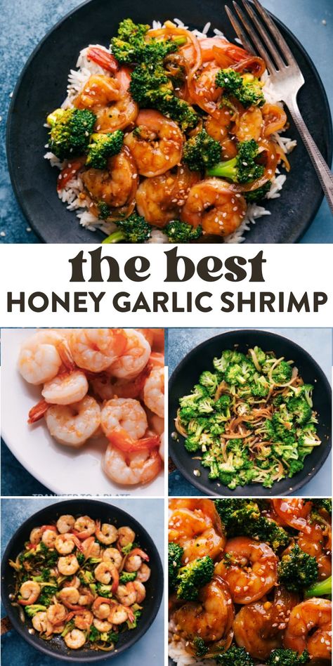 Honey Garlic Shrimp is a favorite! With broccoli, it whips together in 30 minutes or less and is packed with flavor, sweetness, and a little spice! Shrimp Recipes With Broccoli, Honey Shrimp And Broccoli, Honey Garlic Shrimp Sausage And Broccoli, Healthy Dinner Recipes With Shrimp, Broccoli And Shrimp Recipes, Shrimp And Broccoli Recipes, Garlic Butter Shrimp And Broccoli, Honey Garlic Shrimp And Broccoli, Shrimp With Broccoli