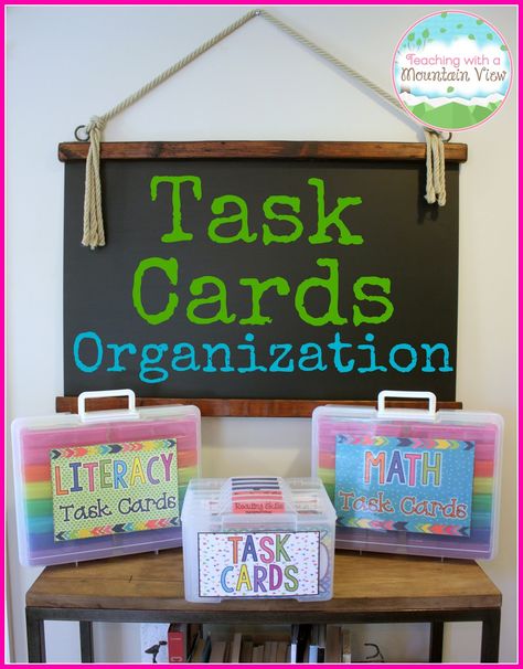 Teaching With a Mountain View: A New Task Card Organization Solution Fluency Task Cards, Card Organization, Organized Teacher, Math Organization, Classroom Storage, 4th Grade Classroom, Task Boxes, Task Card, Math Literacy