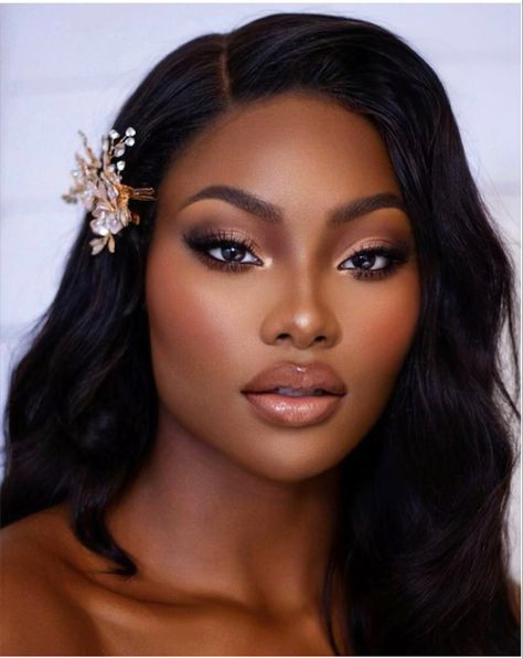 2023 Bridal Makeup Trends, Black Bride Makeup Wedding Natural, Wedding Makeup For Black Skin, Bridal Makeup For Black Women Wedding, Wedding Makeup Dark Skin, Black Bride Makeup, Black Bride Makeup Wedding, Black Wedding Makeup, African Makeup