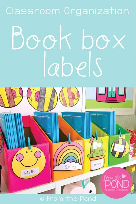 Book Box Labels, Summer School Crafts, Kindergarten Special Education, Kindergarten Classroom Decor, Arts And Crafts Storage, From The Pond, Preschool Classroom Decor, Classroom Organisation, Classroom Labels