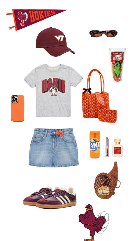 Vt Gameday Outfit, Aesthetic Game Day Outfit, Virginia Tech Game Day Outfit, Virginia Tech Aesthetic, Gameday Outfit College, Virginia Aesthetic, Tech Fits, Tech Clothes, Virginia Tech Football