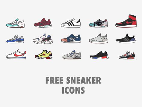 Free Sneaker Icons Sneakers Artwork, Sneakers Vector, Hypebeast Magazine, Matching Sneakers, Shoes Vector, Fernando Gonzalez, Sneakers Illustration, Iconic Sneakers, Coffee Illustration