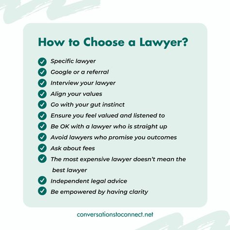 It is natural to have concerns around which lawyer to retain, what the fees will likely be and whether they will give you the best advice possible. Here are our tips on how you should choose the right lawyer for you! conversationstoconnect.net/our-conversations/54piqfv5yd2mj1t90o2kvpgg88dij3 #lawyer Law School Inspiration, Business Lawyer, Good Lawyers, The Best Advice, Best Advice, School Inspiration, Legal Advice, Law School, What Type