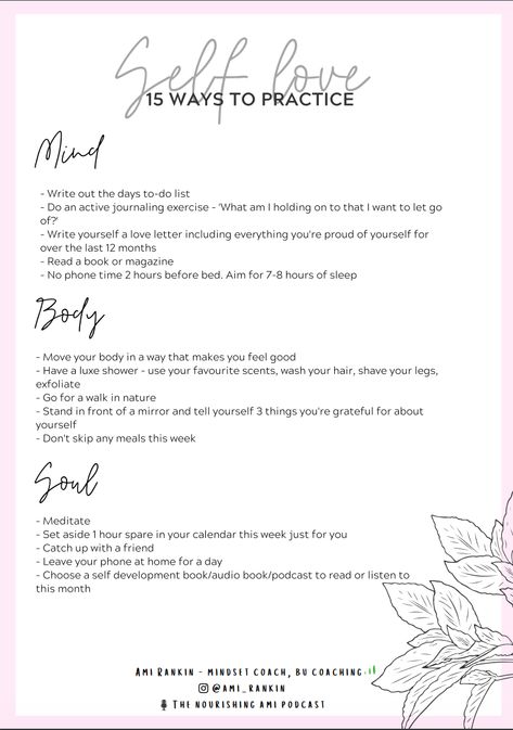 Mind Body Soul Journal Prompts, Self Love Template, Self Love Worksheet Free Printable, Self Love Worksheet, Improve Self Love, Discovery Quotes, Ways To Focus, Self Discovery Quotes, Practice Self Love