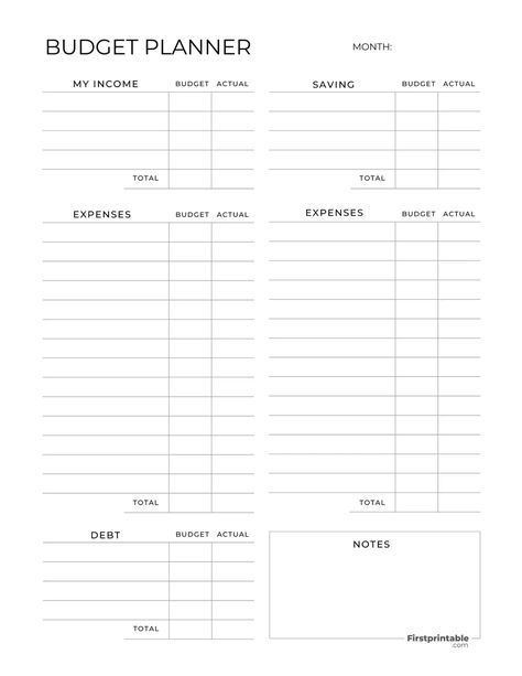 Blank simple Monthly Budget Planner Monthly Budget Planner, Monthly Budget, Budget Template, Budget Planner, Template Printable, Budgeting