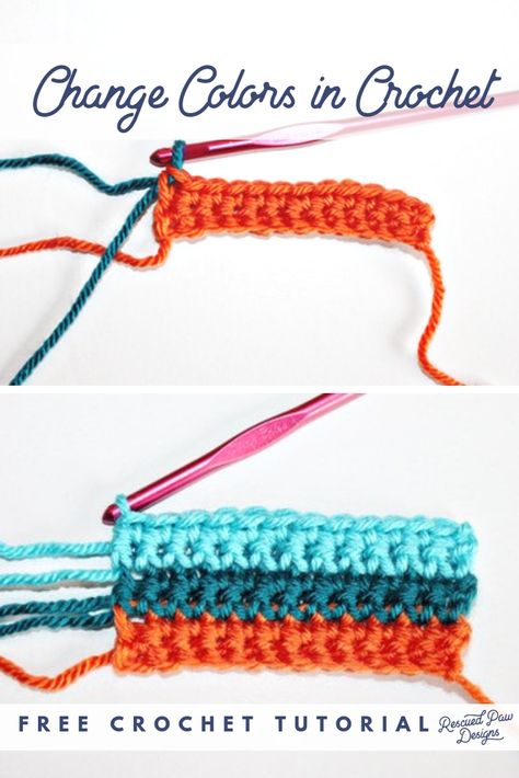 Crochet Tip: How to change colors in rows in crochet | Dont' be intimidated by using more colors in crochet, learn this very simple method for changing colors and you will love doing stripes! Triple Crochet Stitch, Change Colors In Crochet, Retro Embroidery, Beginners Crochet, Tutorial Ideas, Crochet Shawl Pattern Free, Crochet Tips, Beginner Crochet, Crochet Lessons