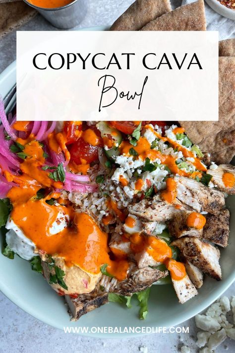 If you want a new lunch, this Copycat CAVA Bowl is packed with flavor and perfect to meal prep for the week! Cava Bowl Meal Prep, Cava Bowl Recipe Harissa, Copycat Cava Harissa Chicken, Harissa Avocado Bowl Cava, Cava Harissa Recipe, Harissa Vinaigrette Recipe, Copycat Cava Bowls, Honey Harissa Chicken Cava, Cava Bowl Copycat