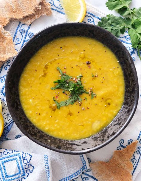 Lebanese Lentil Soup Recipe Yellow Lentils Recipes, Yellow Lentil Soup, Lebanese Lentil Soup, Red Lentil Recipes, Paleo Dinners, Lentil Soup Recipe, Cherry Tomato Pasta, Soup Easy, Lentil Soup Recipes