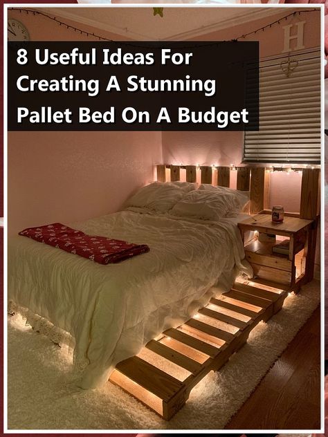 Transform your bedroom with a stunning pallet bed that won't break the bank! In our guide, "8 Useful Ideas For Creating A Stunning Pallet Bed On A Budget," discover creative and budget-friendly designs that elevate your space. From rustic charm to modern flair, these ideas will inspire you to craft a unique centerpiece for your room. Embrace DIY and enjoy the satisfaction of building your own beautiful pallet bed today! Pallet Bed With Lights Underneath, Platform Bed Pallet, Diy Wood Bed Frame With Storage, Pallet Bed Single, Pallett Bed, Bed Made Out Of Pallets, Diy Pallet Bed Ideas, Dyi Beds, Pallets Bed