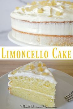 Limoncello Cake, Lemon Ricotta Cake, Cream Cheese Frosting Cake, Italian Recipes Dessert, Ricotta Cake, Lemon Dessert Recipes, Italian Dessert, A Piece Of Cake, Monkey Bread