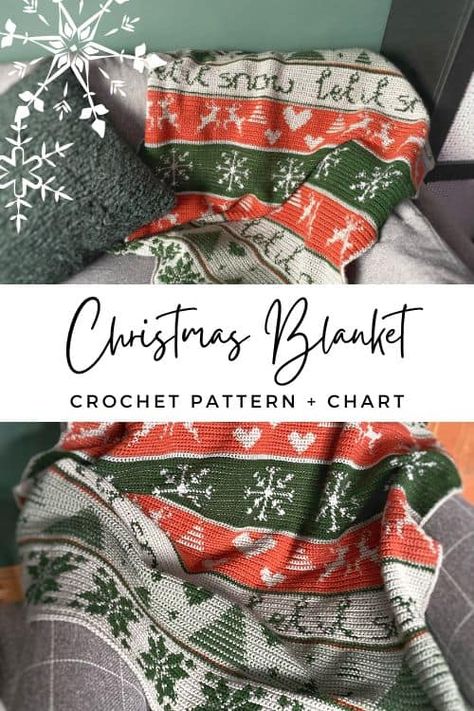 Christmas Blanket Crochet, Crochet Blanket Diy, Christmas Crochet Blanket, Crochet Xmas, Crochet Blanket Designs, Christmas Blanket, Crochet Quilt, C2c Crochet, Holiday Crochet