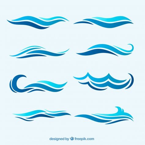 Abstract wave pack Free Vector | Free Vector #Freepik #vector #freeabstract #freewater #freewave #freesea Business And Advertising, Wave Drawing, Waves Icon, Wave Illustration, Logo Design Inspiration Creative, Waves Vector, Waves Logo, Fish Logo, Silhouette Stencil