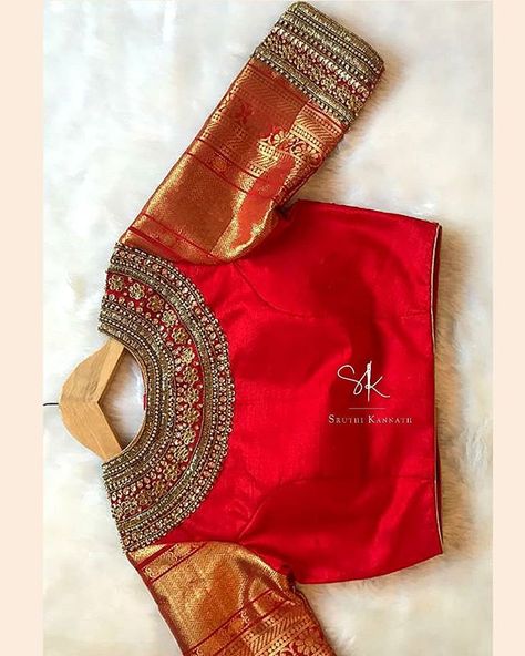 All about the details and setting it to perfection for one of our clients. . . . . #bridesofsruthikannath #bridaldesigner… Wedding Blouses Bridal, Jewel Neck Blouse, Wedding Blouses, Latest Blouse Designs, Pattu Saree Blouse Designs, Saree Blouse Neck Designs, Wedding Saree Blouse Designs, Maggam Works, Blouse Back Neck Designs