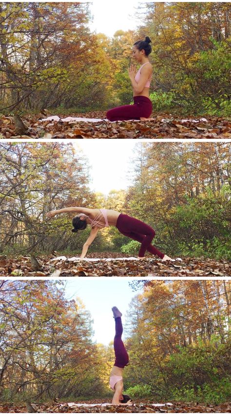 Self Photoshoot, Yoga In Nature, Autumn Yoga, Yoga Shoot, Natural Hot Spring, Japan Visit, Fall Yoga, Yoga Poses Photography, Yoga Photoshoot