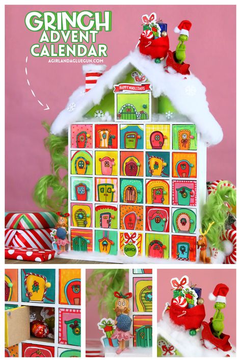 Get ready to Countdown Christmas in true GRINCH style with this DIY advent Calendar from @HobbyLobby! The 25 days of Christmas have never been cuter! #HobbyLobby #HobbyLobbyFinds #ad #HobbyLobbyCreator Grinch Advent Calendar Diy, Grinch Advent Calendar, Grinch Stickers, Advent Calendar Diy, Countdown Christmas, Grinch Ornaments, Faux Snow, Puff Paint, 25 Days Of Christmas