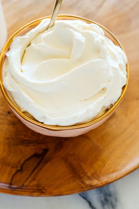 Homemade whipped cream is SO simple to make when you know how! Learn everything you need to know about whipped cream in this recipe post. Learn how to make whipped cream with this simple, foolproof recipe! Here is an example of lightly whipped cream with soft peaks. #whippedcream #naturallysweetened #cookieandkate Make Whipped Cream, Best Vanilla Ice Cream, Cookie And Kate, Whipped Cream Vodka, Strawberry Rhubarb Crisp, Recipes With Whipping Cream, Making Whipped Cream, Alfredo Sauce Recipe, Clam Recipes