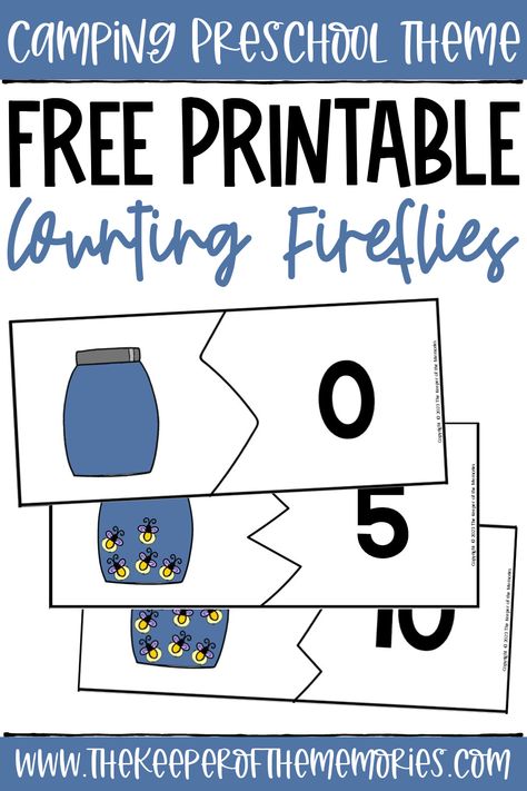 Free Printable Counting Fireflies Activity - The Keeper of the Memories Firefly Preschool Activities, Camping Theme Math Activities Preschool, Fireflies Craft Preschool, Camping Math Activities For Toddlers, Camping Theme Preschool Free Printables, Firefly Printable, Preschool Camping Activities, Preschool Camping, Summer Lesson Plans