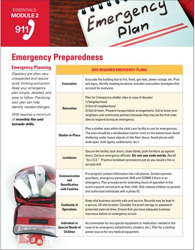 Disasters are often unexpected and require quick thinking and action. Learn more about required emergency plans, emergency supply kits, and intruder alert protocol in the child care setting. Inhome Daycare, In Home Childcare, Emergency Preparedness Plan, Home Childcare, Daycare Menu, Disaster Plan, Emergency Essentials, Safety Checklist, Early Childhood Centre