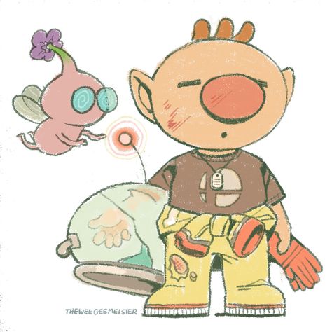 Olimar and winged pikmin Nintendo Fan Art, I Love Games, V Games, Nintendo Art, Smash Brothers, Super Smash Brothers, Super Smash Bros, Smash Bros, Funky Art