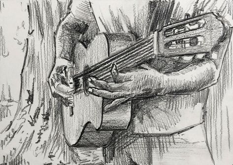 How to Draw a Person Playing the Guitar Playing Guitar Drawing, Playing Guitar Illustration, Guy Playing Guitar, Drawing Guitar, Letters Illustration, Draw A Person, Draw Letters, Guitar Sketch, Side View Drawing