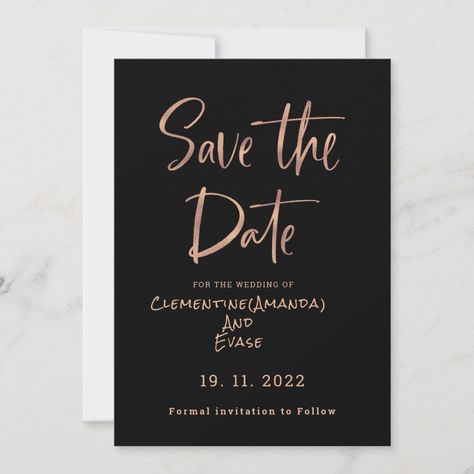 Gold And Black Wedding, Black Gold Wedding, Black And Rose Gold, Gold Wedding Theme, Contemporary Wedding, Theme Color, Save The Date Card, Gold Wedding Invitations, Navy Wedding